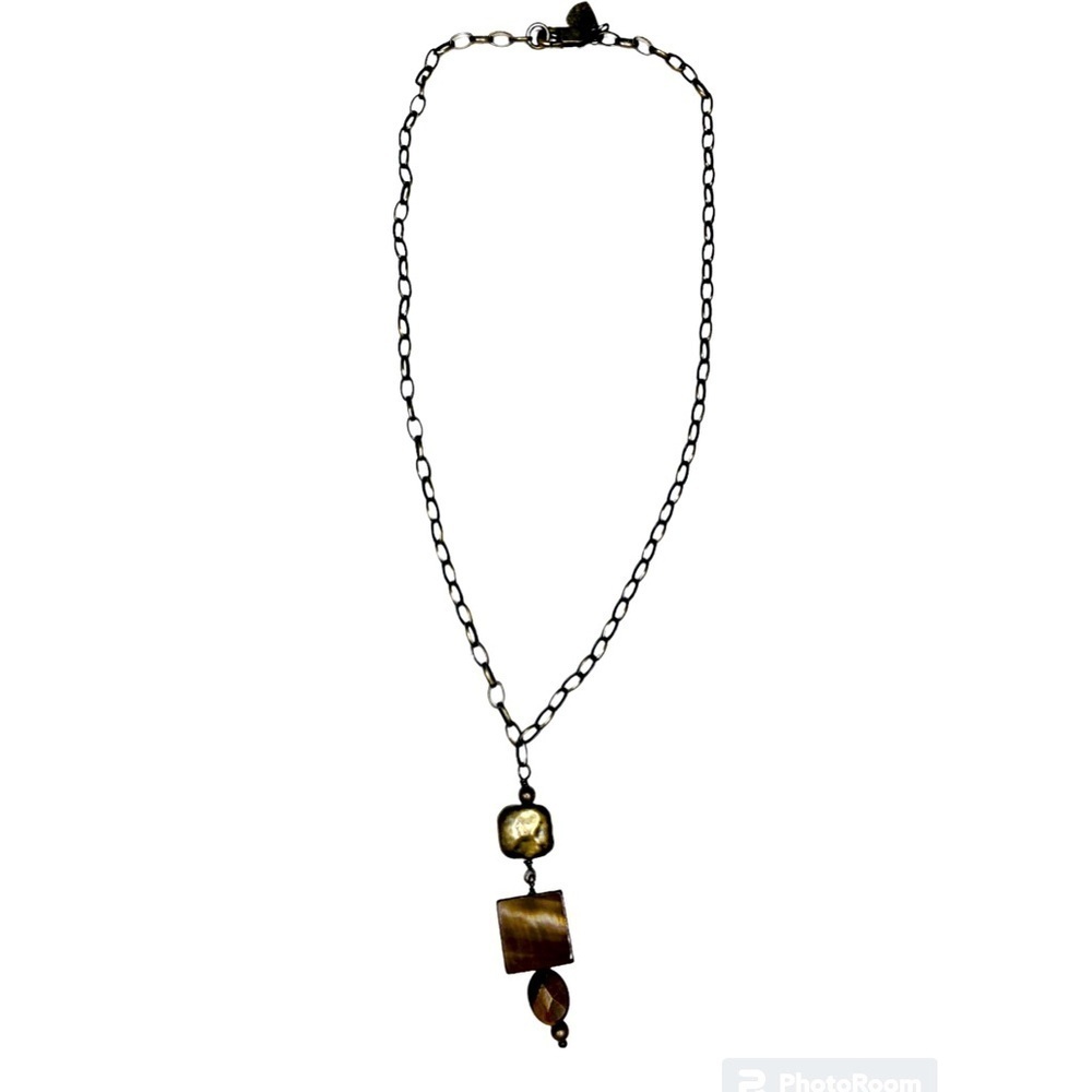 Necklace tiger eye drop chain 16” chain #12